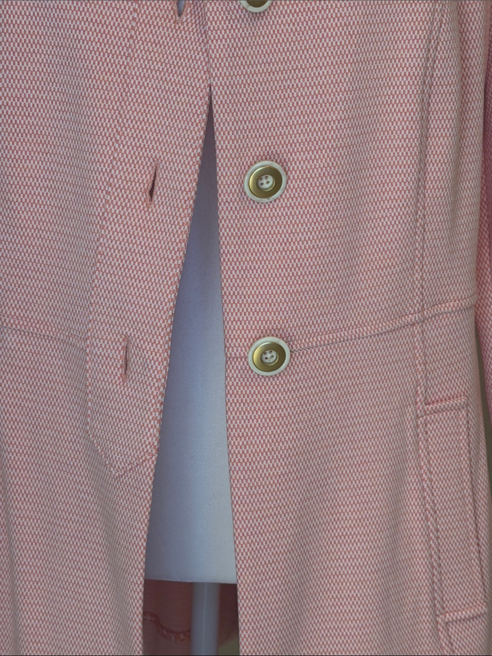 CAbi Peach-Pink Textured Button-Front Trench Coat - Picture 5 of 11